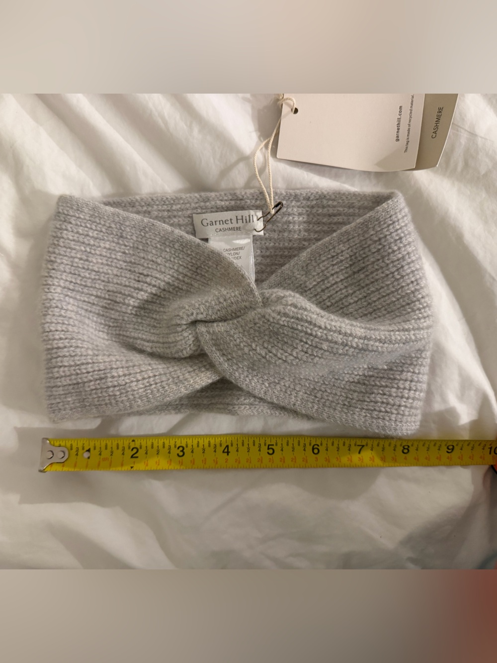 Garnett Hill cashmere grey ear warmer OS